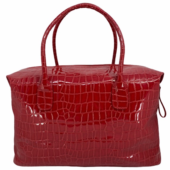 Large Red Faux Patent Leather Tote - Picture 3 of 15